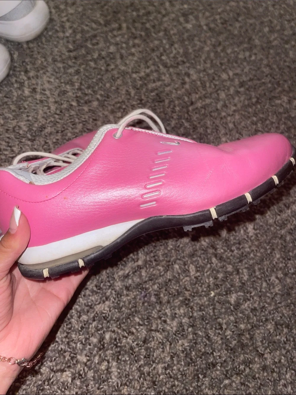 Nike Women’s Bright Pink Lace-Up Sneakers with White Accents